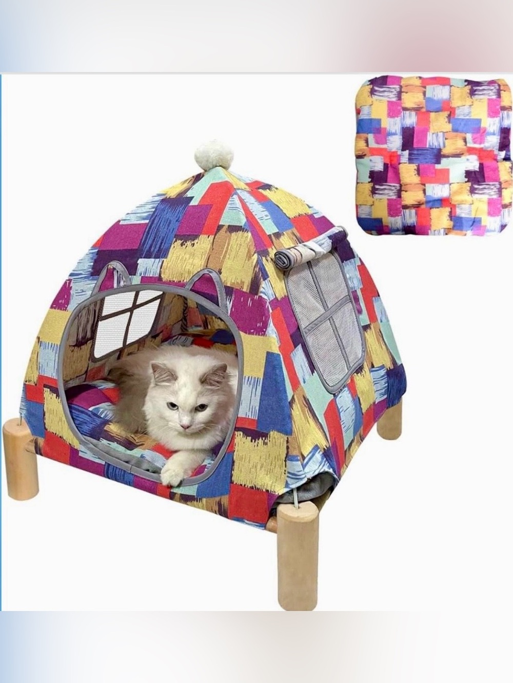 Pozico Portable Cat Tent Bed - Lightweight Foldable Cat House with Soft Washable